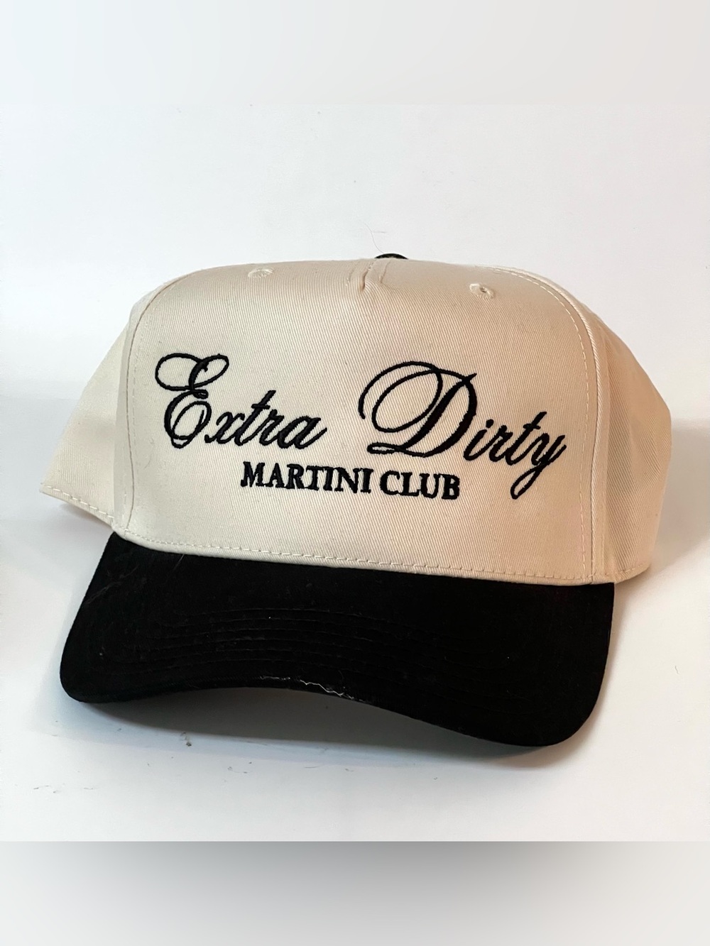 Otto Men's Cream Black 'Extra Dirty Martini Club' Embroidery Cap Hat